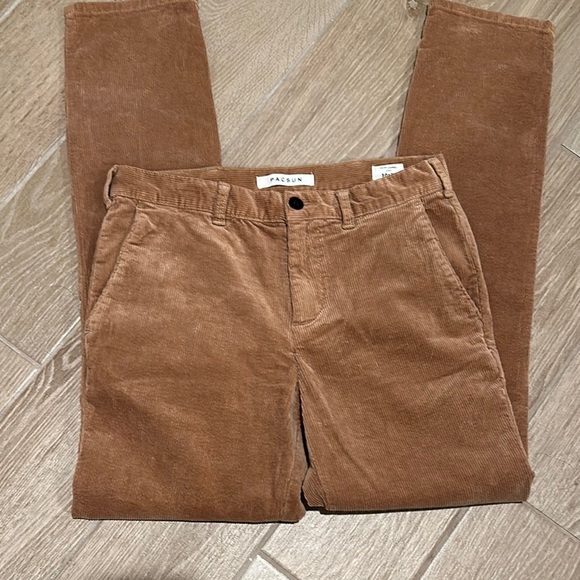 PacSun Men's Brown Slim Chino Corduroy Pants - Picture 1 of 6